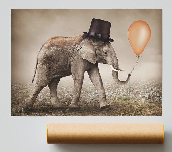 Top Hat Elephant Poster