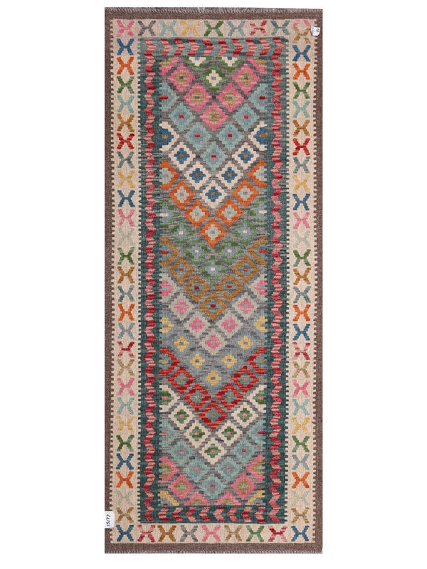 Maimana Afghanistan Kilim Rug - 203 x83 cm