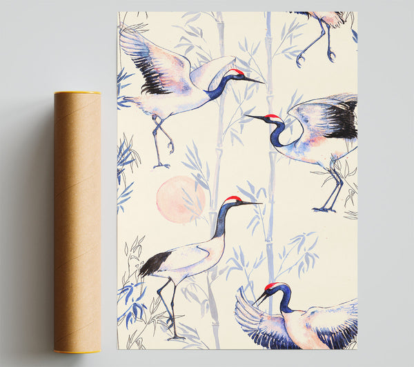 Crane Bamboo Giclee Print