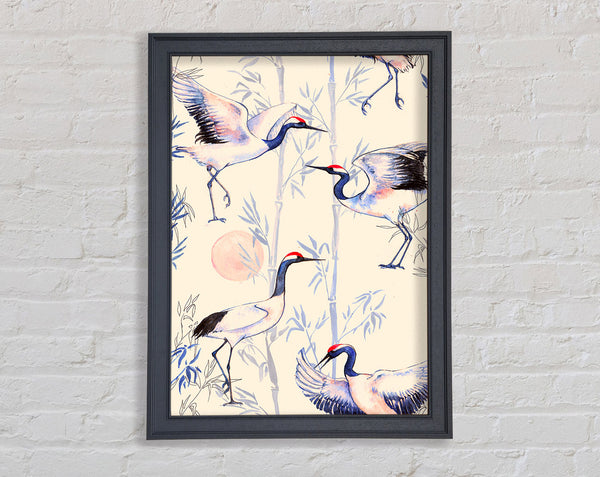 Crane Bamboo Framed Print