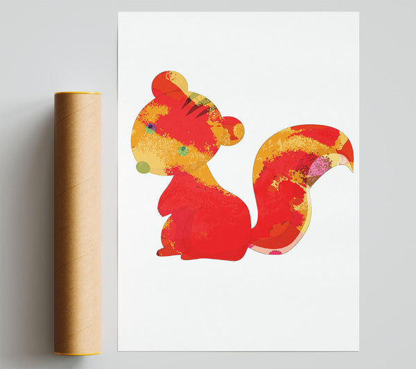 Orange Squirrel Poster