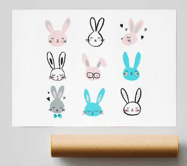 Rabbit Faces Print
