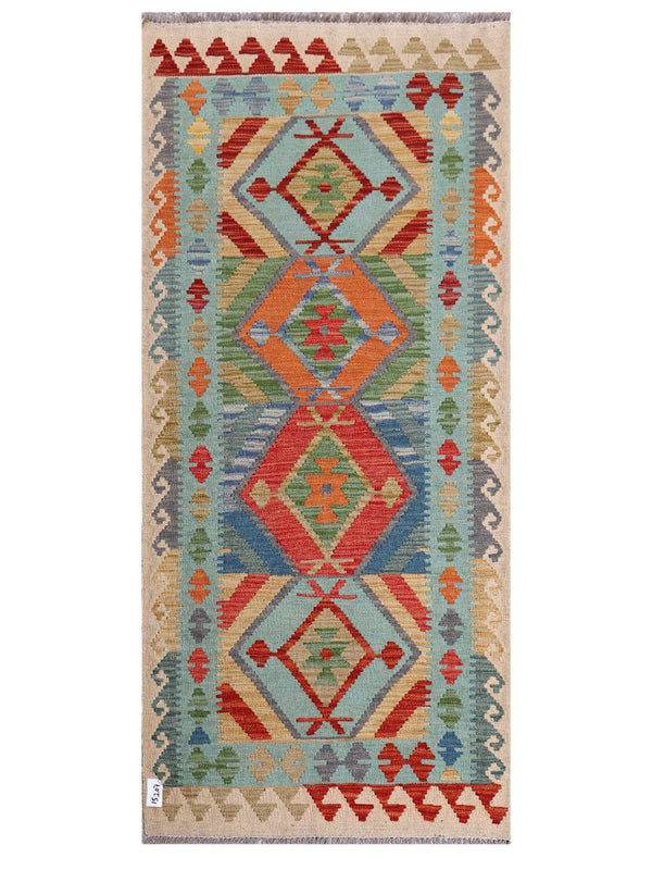 Maimana Afghanistan Kilim Rug - 191 x87 cm