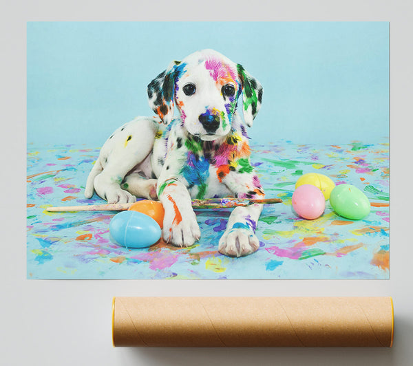 Dalmation Puppy Paint Party Print