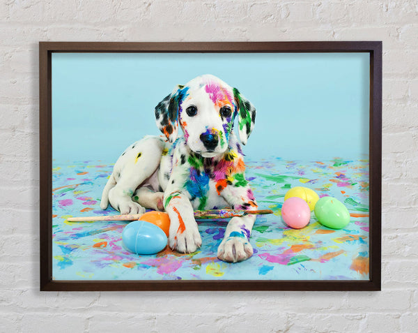 Dalmation Puppy Paint Party Framed Print