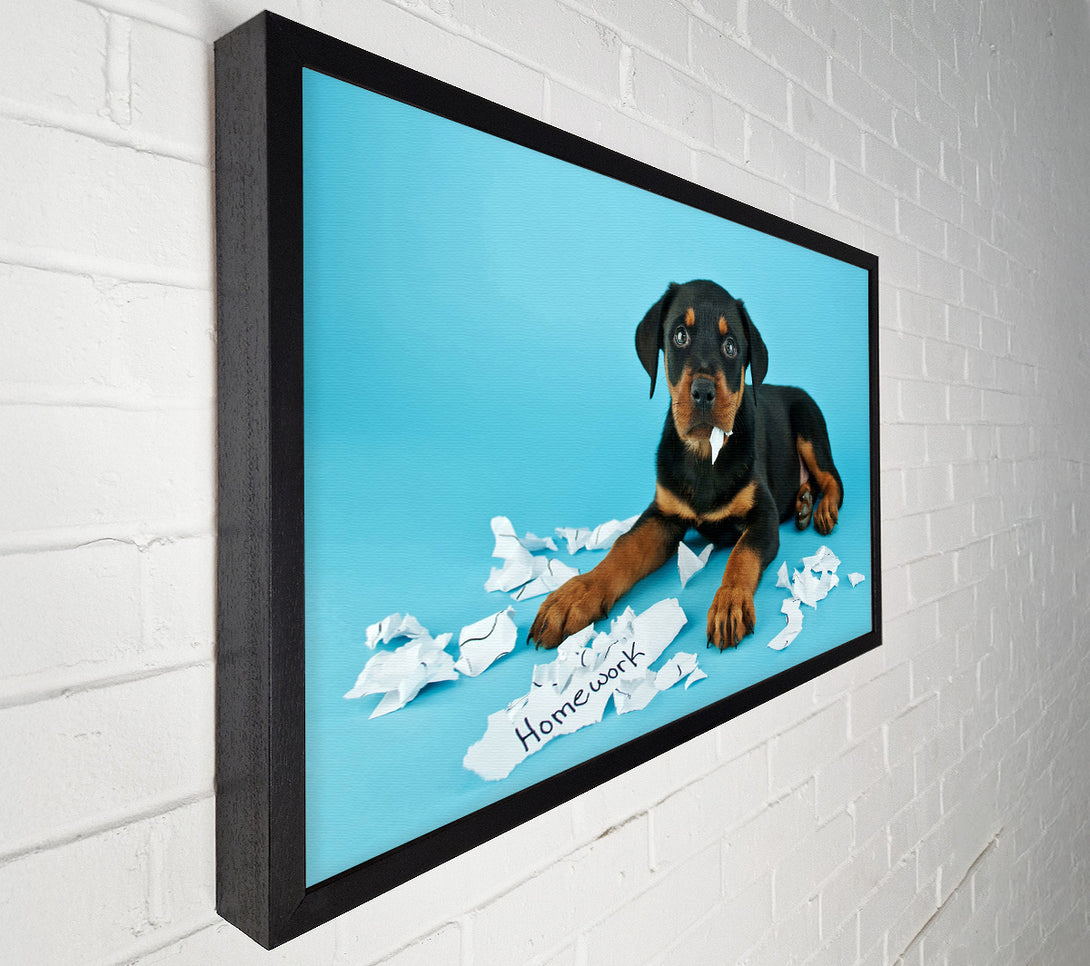  A Canvas Print of Naughty Rottweiler Puppy Dog Canvas Art