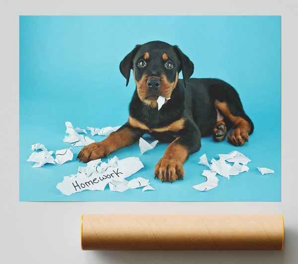 Naughty Rottweiler Puppy Dog Print