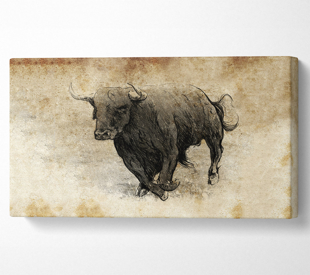 A Canvas Print of Bull Charging Canvas Art