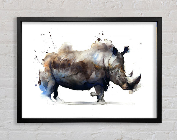 Rhino Charge Framed Print