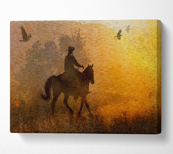  A Canvas Print of Cowboy Sunset Canvas Wall Art