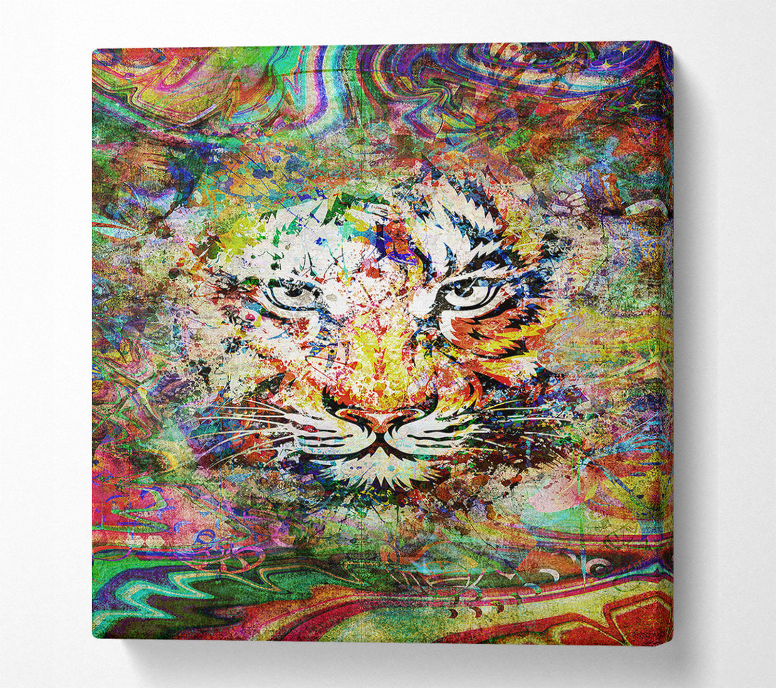 A Canvas Print of Rainbow Splash Tiger Canvas Art