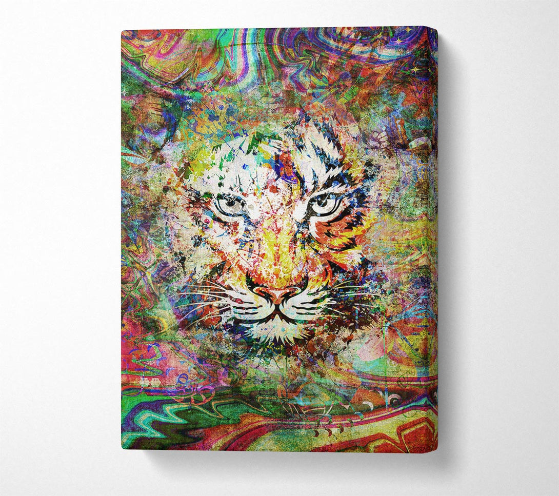 A Canvas Print of Rainbow Splash Tiger Canvas Art