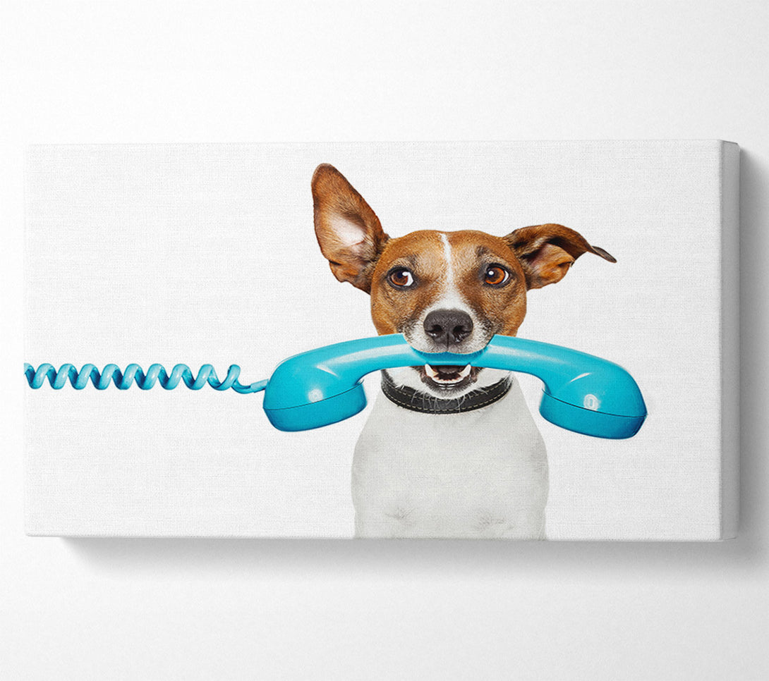  A Canvas Print of Terrier Dog Phone Call Canvas Wall Art