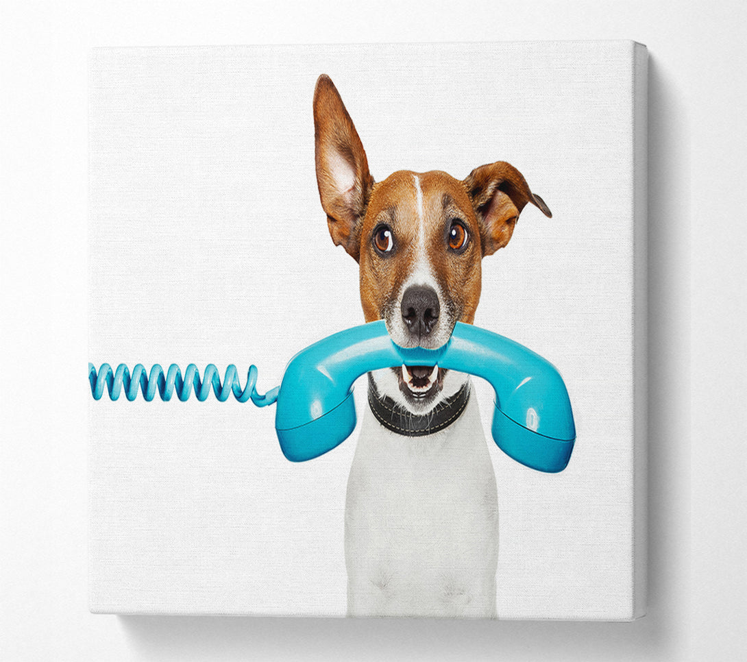  A Canvas Print of Terrier Dog Phone Call Canvas Wall Art