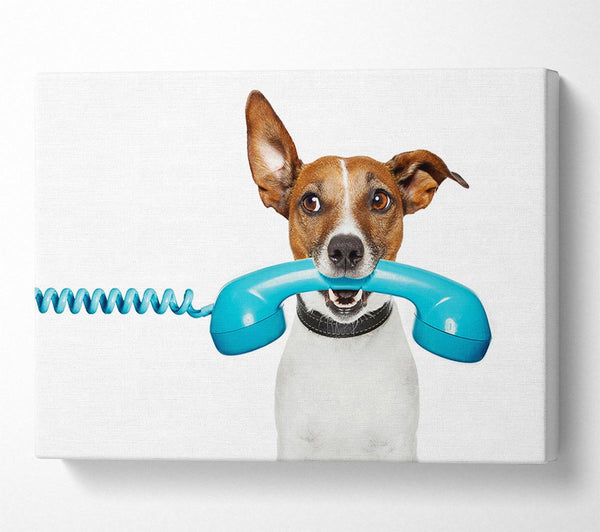  A Canvas Print of Terrier Dog Phone Call Canvas Wall Art