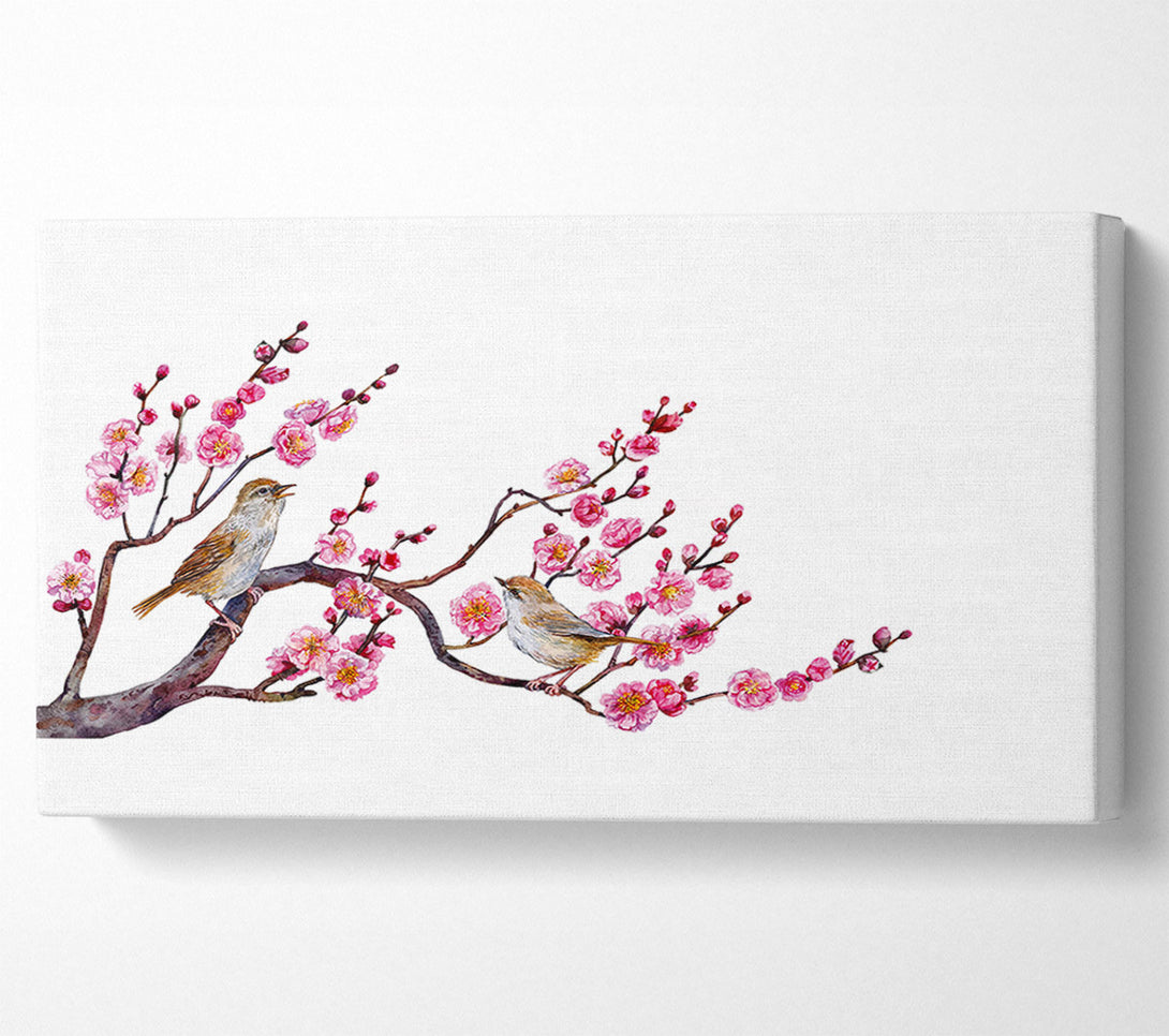  A Canvas Print of Cherry Tree Love Birds Canvas Art