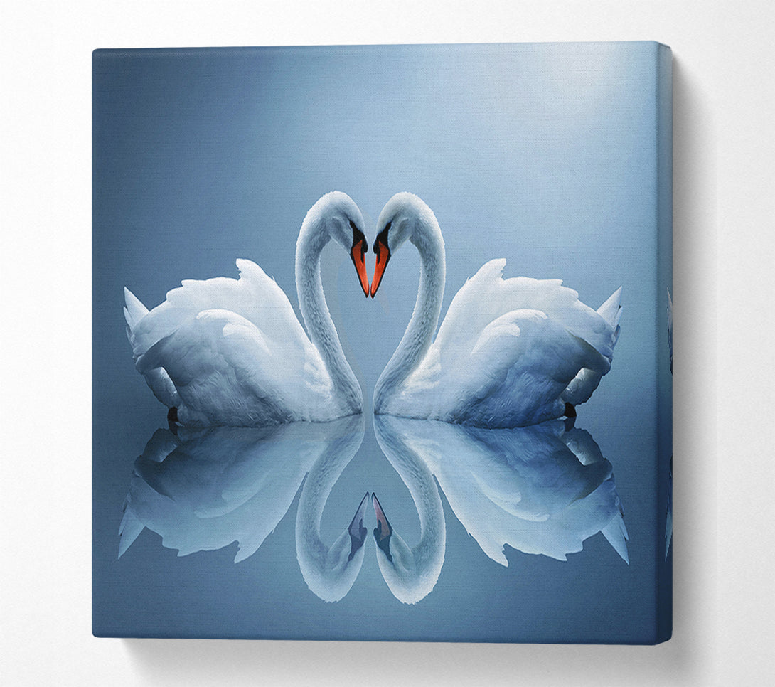  A Canvas Print of Heart shaped Swans Canvas Art