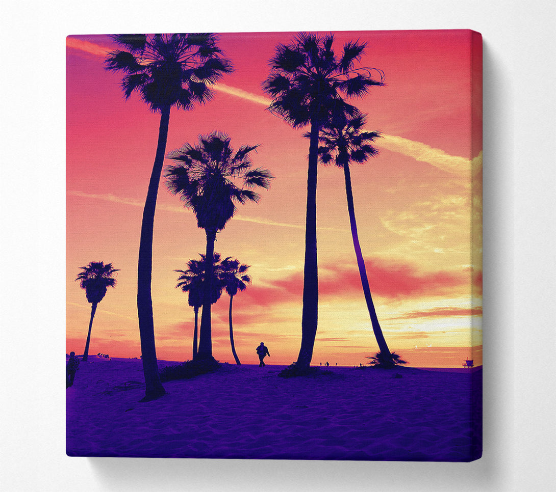  A Canvas Print of Los Angeles Palm Tree Walk Canvas Wall Art