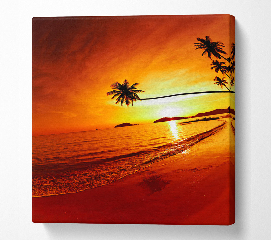  A Canvas Print of Ocean Sunset Palm Canvas Wall Art