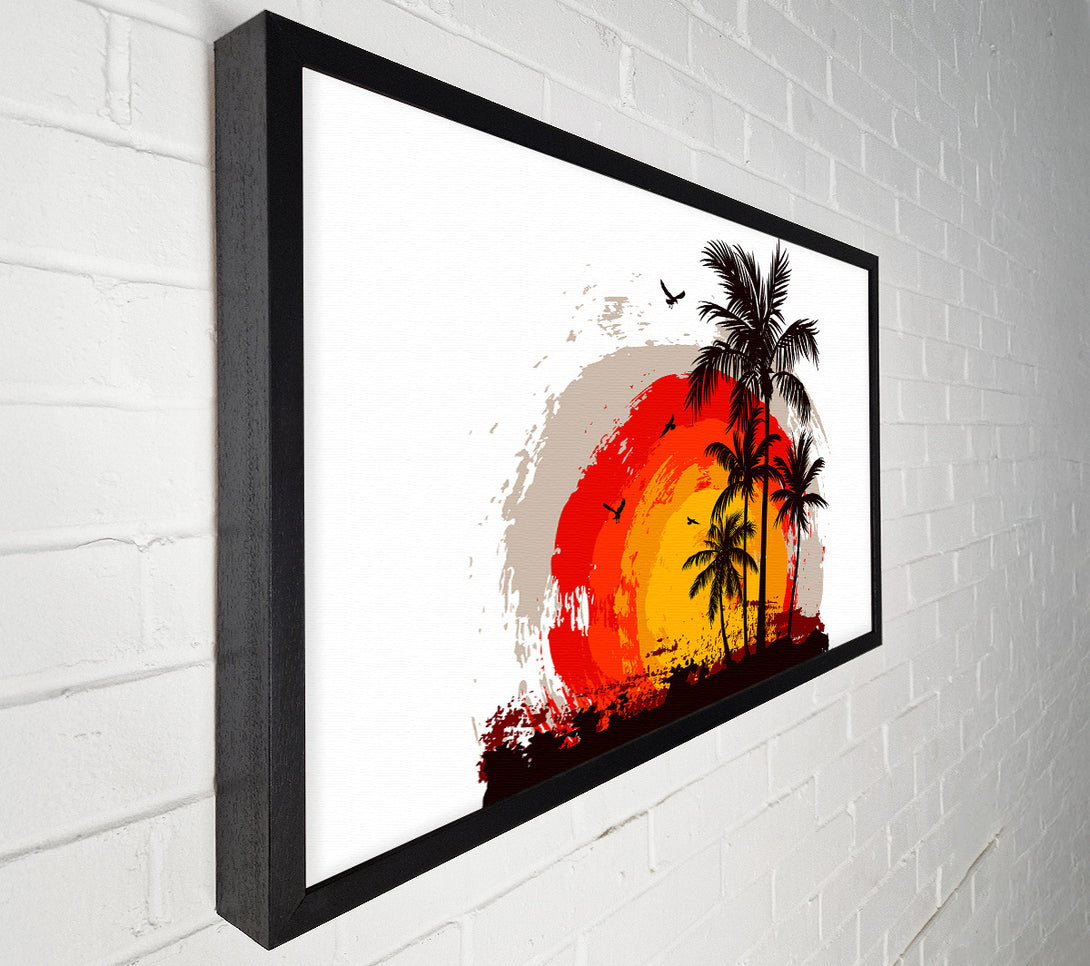  A Canvas Print of Impressionist Palm Tree Sun Canvas Wall Art