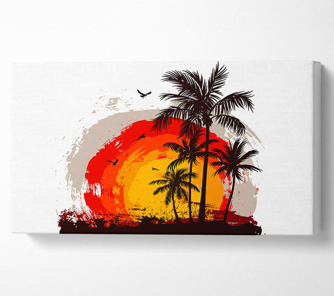  A Canvas Print of Impressionist Palm Tree Sun Canvas Wall Art