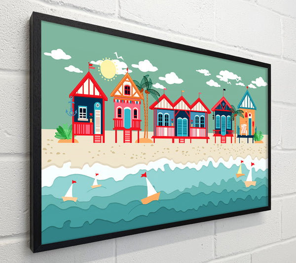 Beach Huts And Sailboats