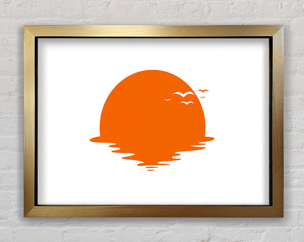 Birds In The Orange Sun Framed Print