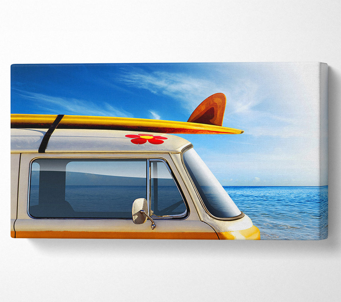  A Canvas Print of Camper Van Ready For The Waves Canvas Wall Art