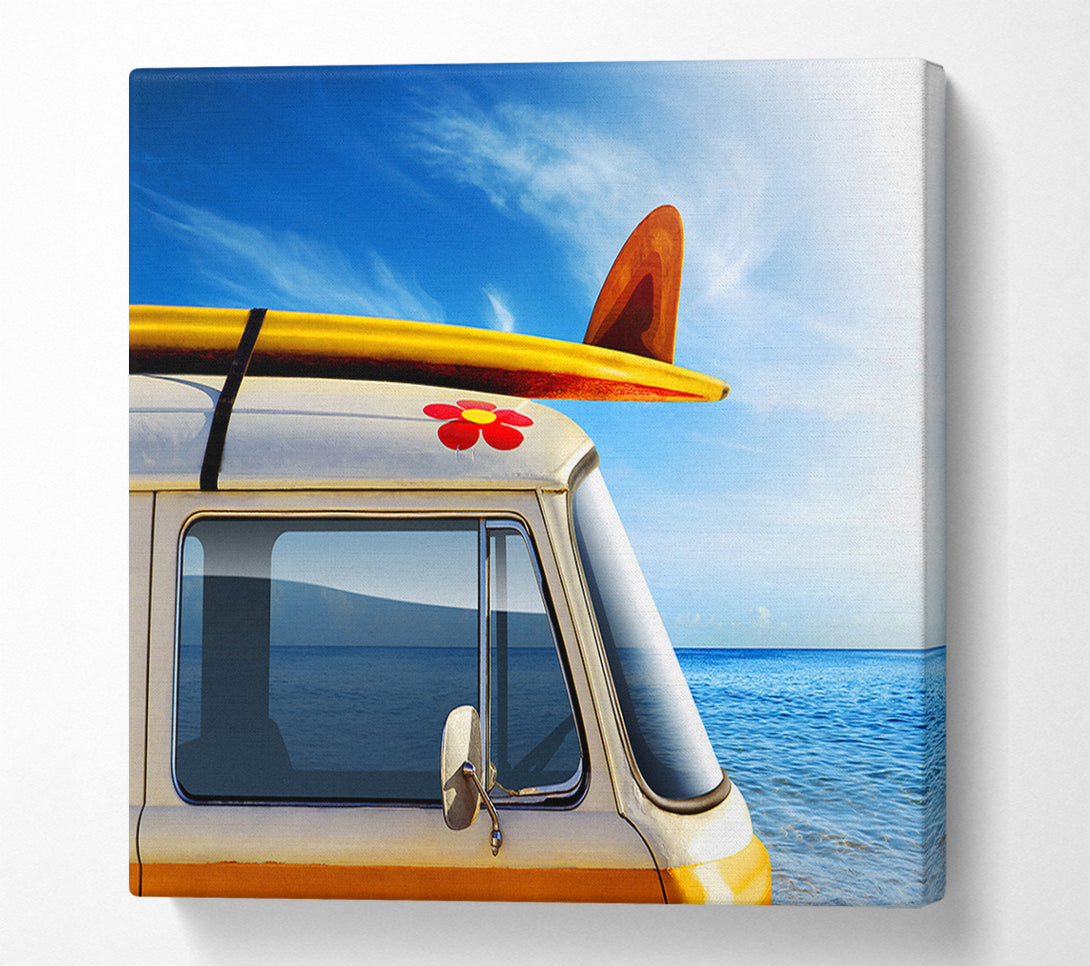  A Canvas Print of Camper Van Ready For The Waves Canvas Wall Art