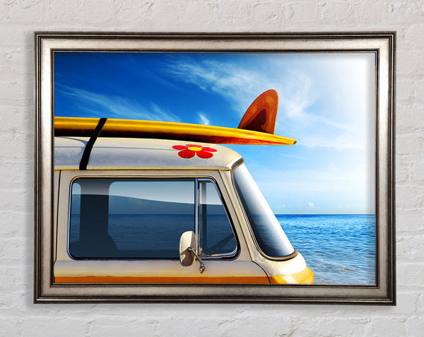Camper Van Ready For The Waves Framed Print