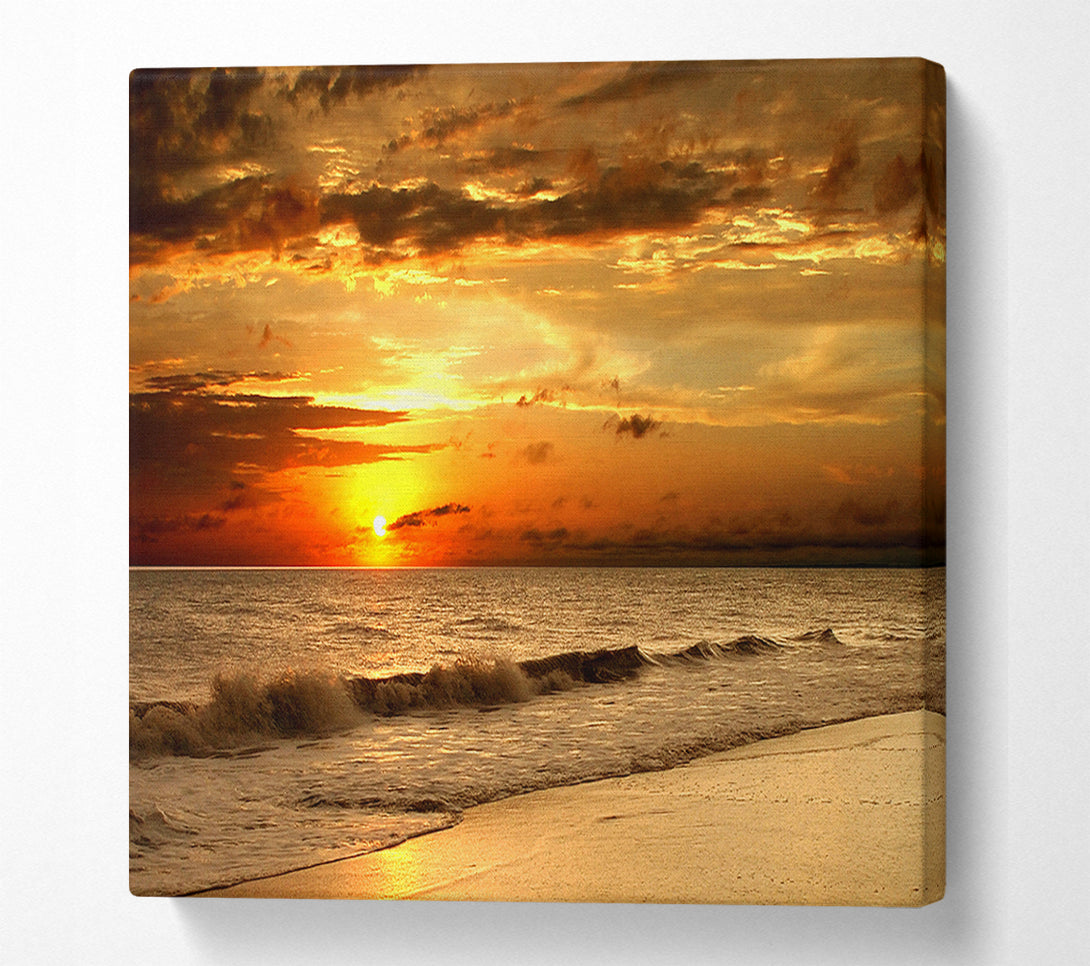  A Canvas Print of Sunset Waves 1 Canvas Art