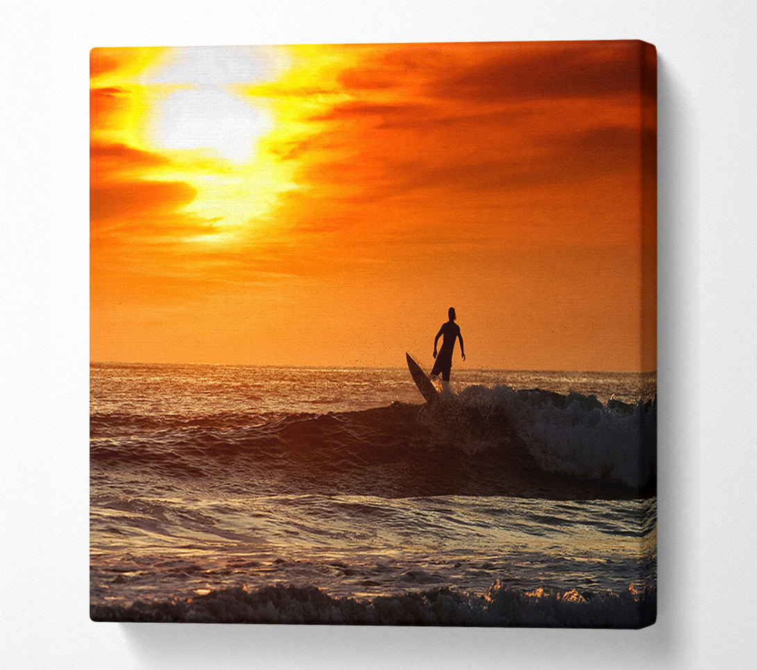  A Canvas Print of Sunset Surfing Canvas Wall Art