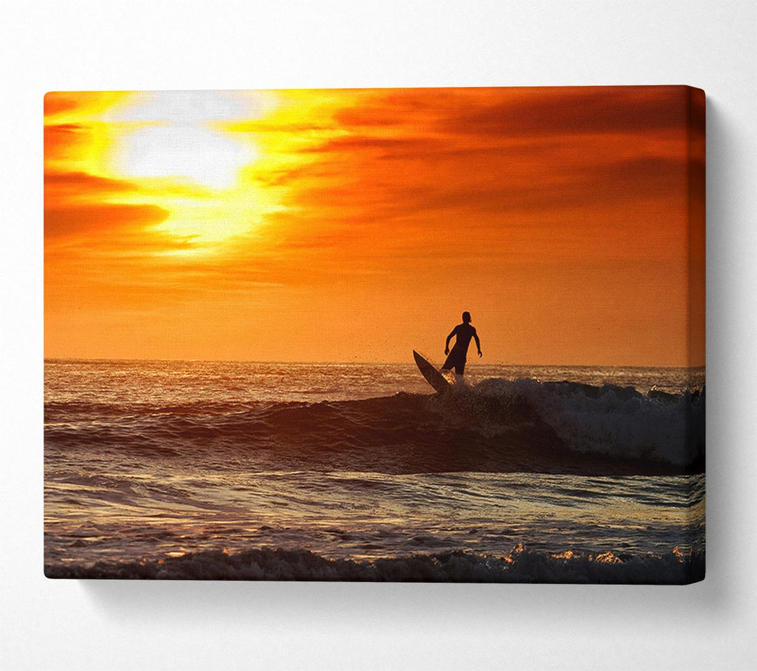 A Canvas Print of Sunset Surfing Canvas Wall Art