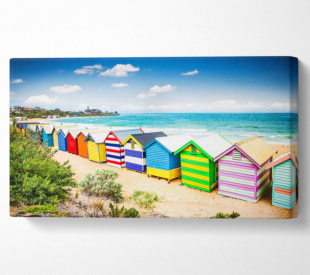  A Canvas Print of Beach Hut Delight Canvas Wall Art