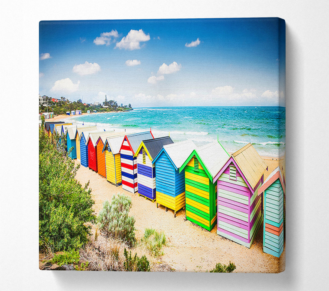  A Canvas Print of Beach Hut Delight Canvas Wall Art