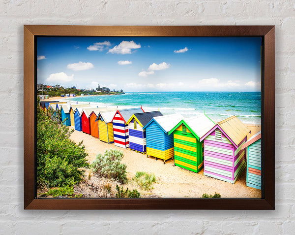 Beach Hut Delight Framed Print