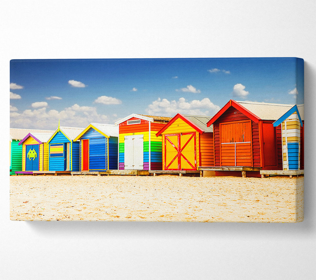  A Canvas Print of Colourful Beach Huts Canvas Art