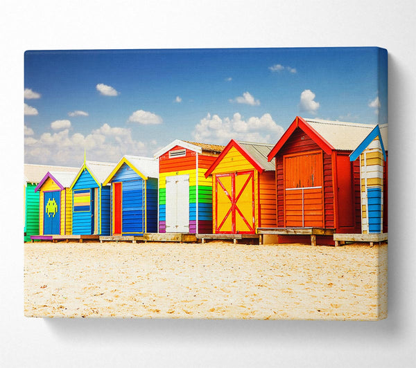 A Canvas Print of Colourful Beach Huts Canvas Art
