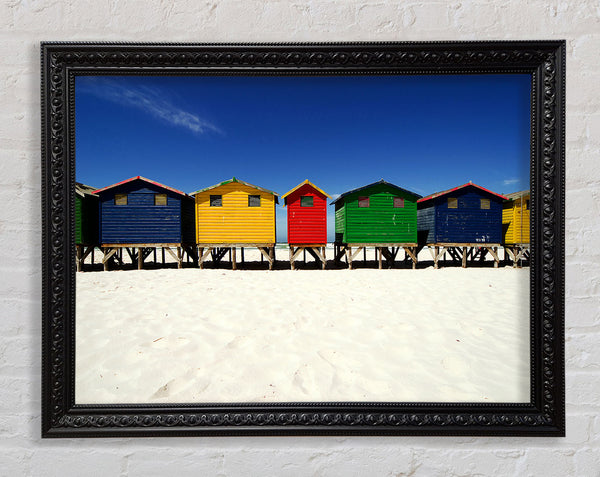 Beach Hut Skies Framed Print