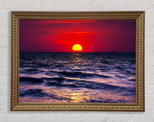 Golden Sunset Ocean Framed Print