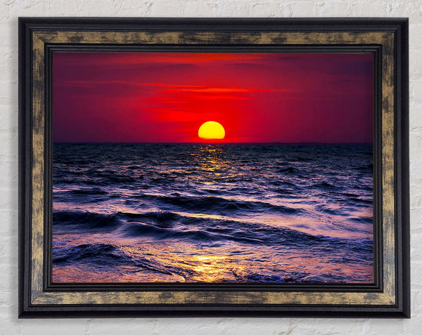 Golden Sunset Ocean Framed Print