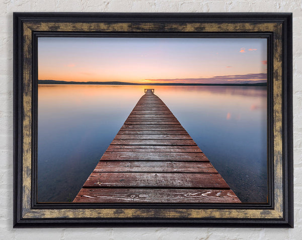 Tranquil Dock To The Sun Framed Print