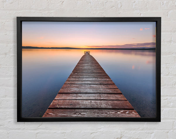 Tranquil Dock To The Sun Framed Print