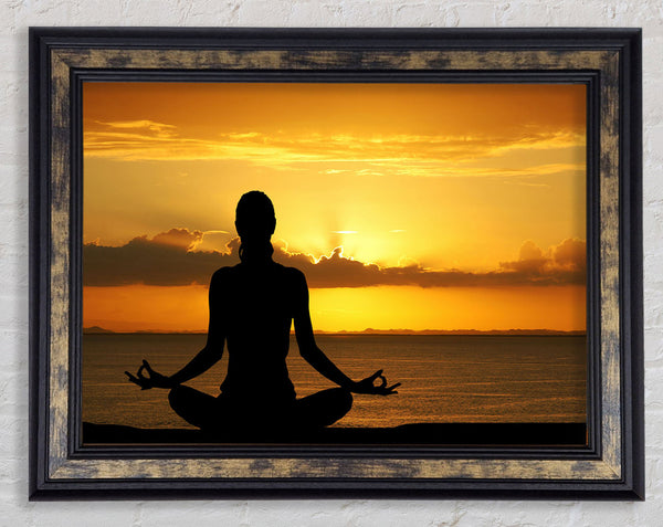 Meditating Sunset Glow Framed Print
