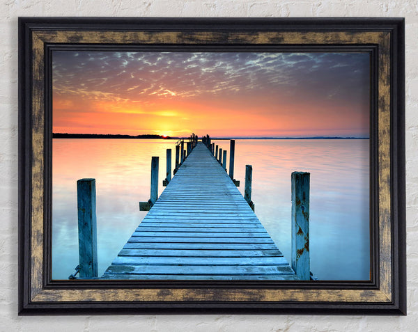 Peaceful Boardwalk Skies Framed Print