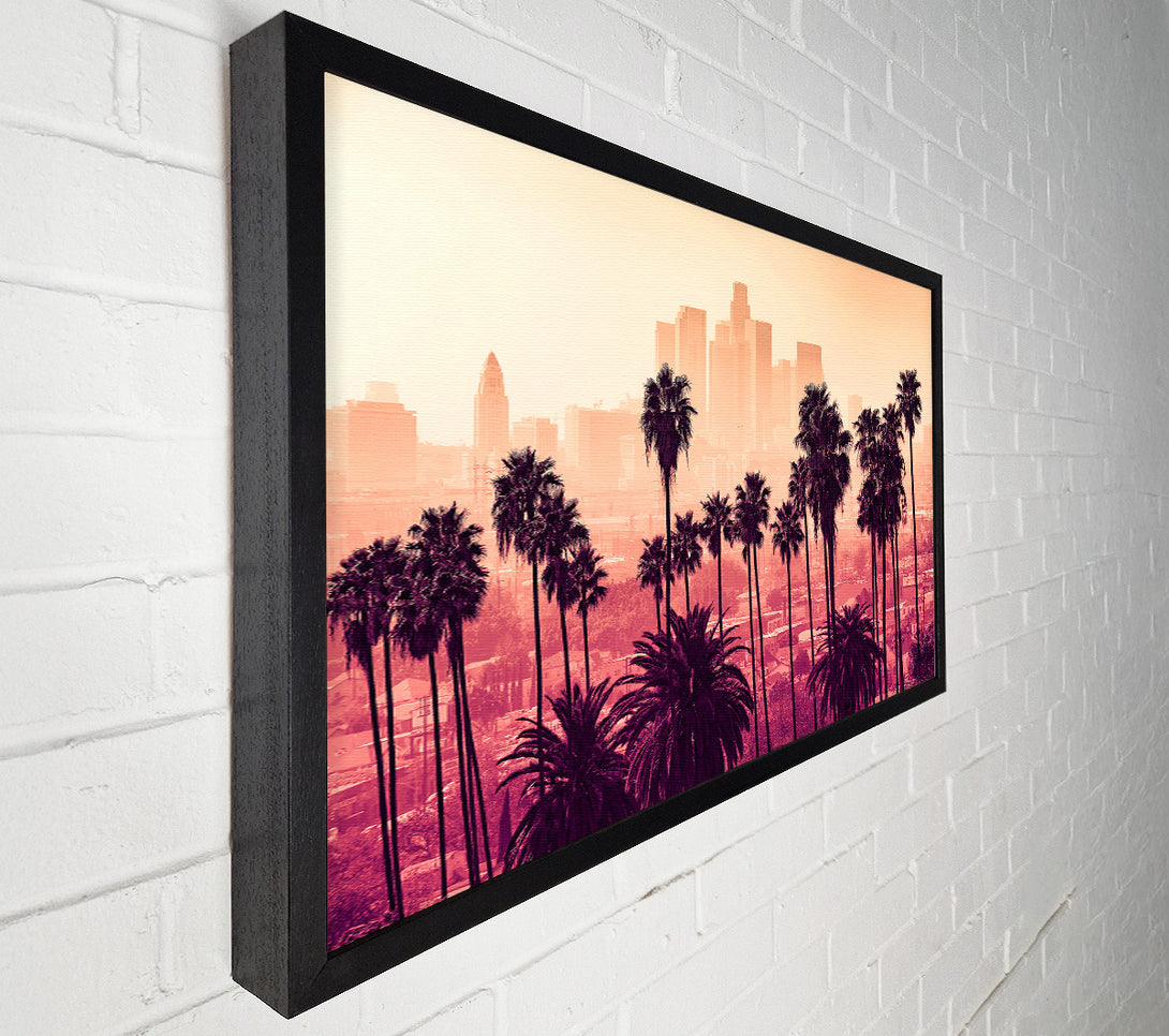  A Canvas Print of City Through The Palm Trees Canvas Print