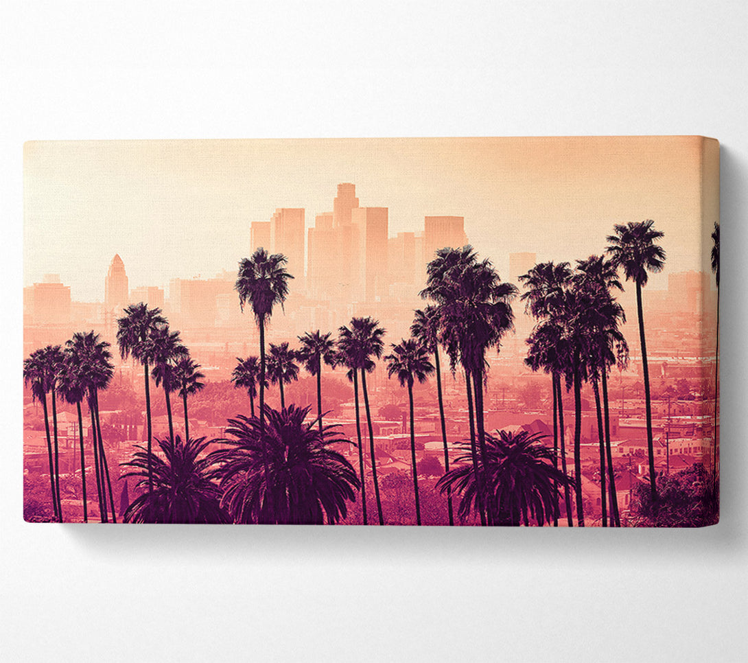  A Canvas Print of City Through The Palm Trees Canvas Print