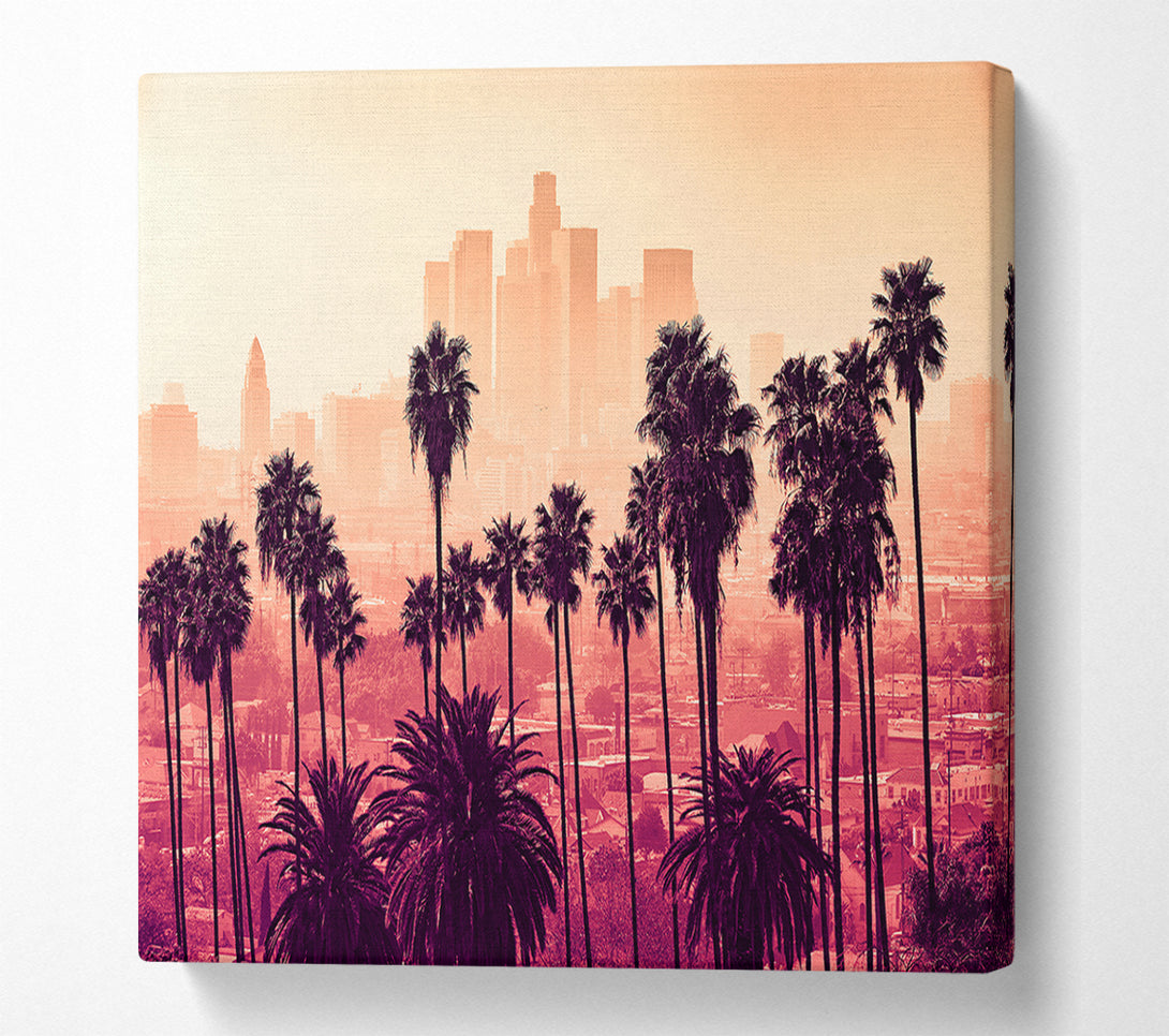  A Canvas Print of City Through The Palm Trees Canvas Print