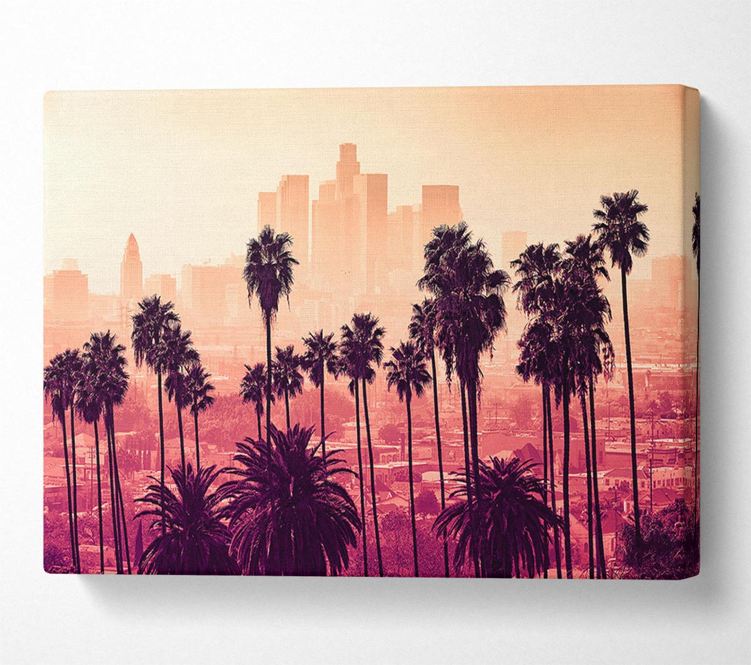  A Canvas Print of City Through The Palm Trees Canvas Print
