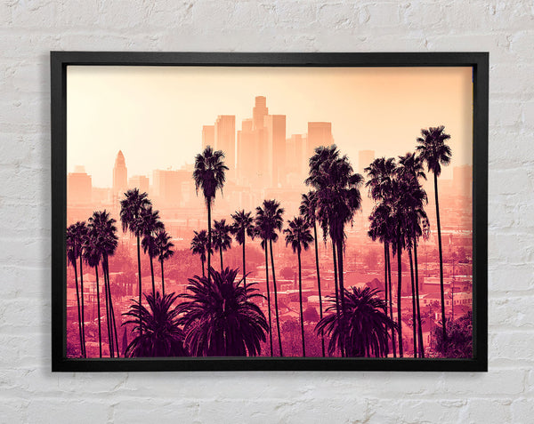 City Through The Palm Trees Framed Print